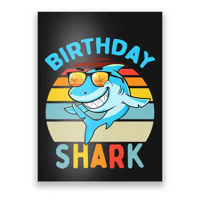 Shark Birthday Kids Matching Family Boy Poster