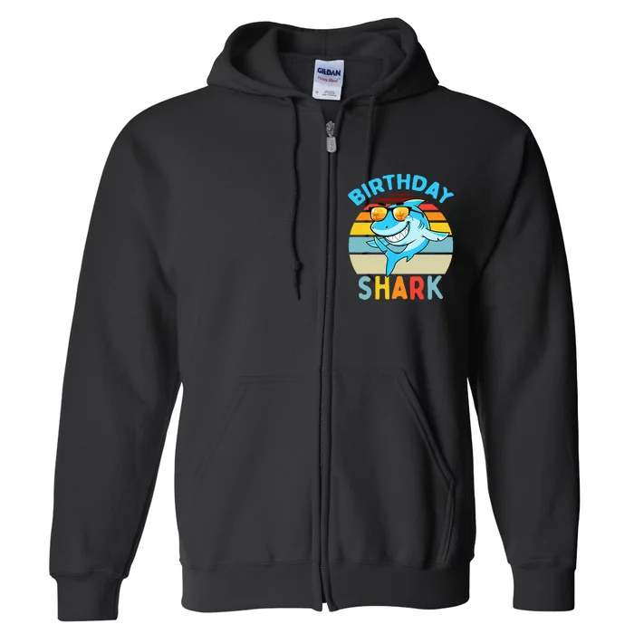 Shark Birthday Kids Matching Family Boy Full Zip Hoodie