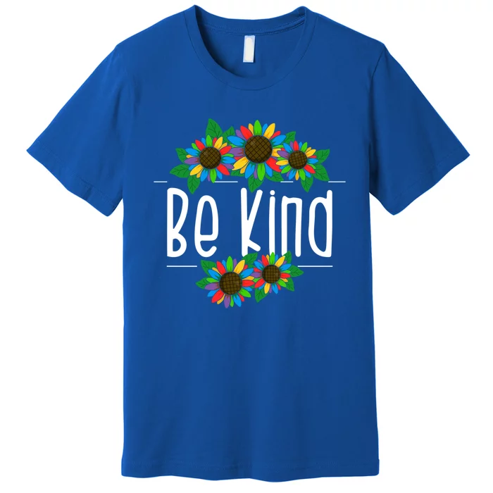 Sunflower Be Kind Autism Awareness Kindness Gift Premium T-Shirt