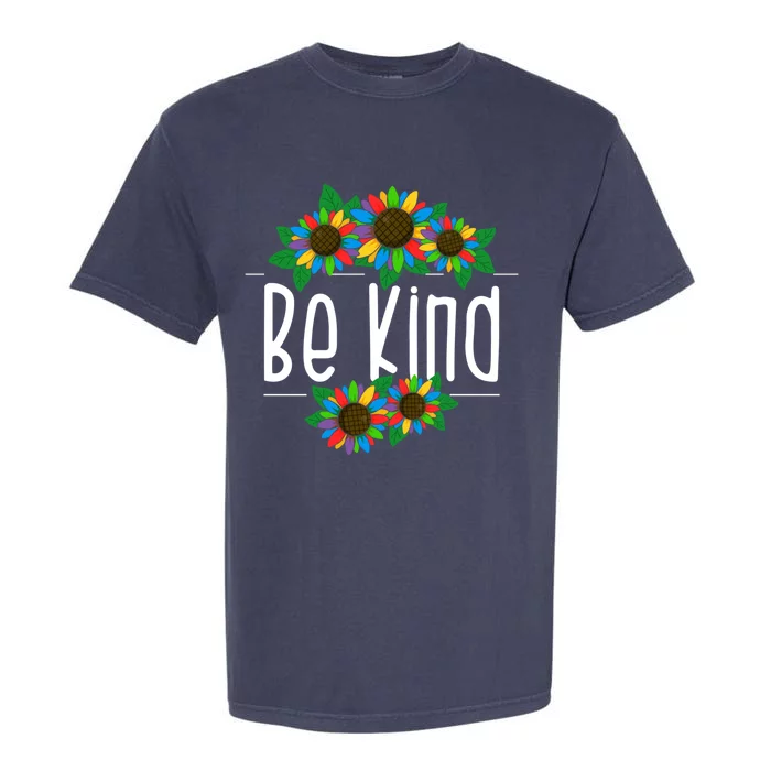 Sunflower Be Kind Autism Awareness Kindness Gift Garment-Dyed Heavyweight T-Shirt