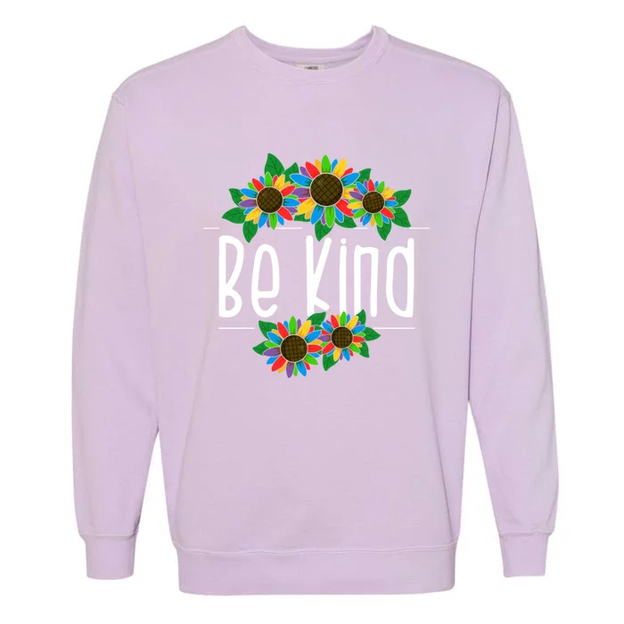 Sunflower Be Kind Autism Awareness Kindness Gift Garment-Dyed Sweatshirt