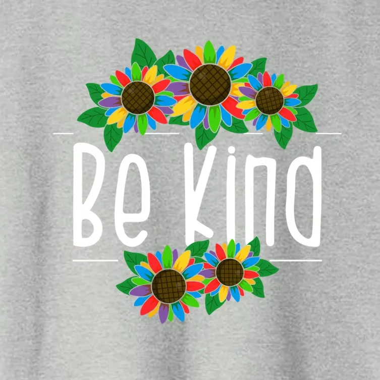 Sunflower Be Kind Autism Awareness Kindness Gift Women's Crop Top Tee