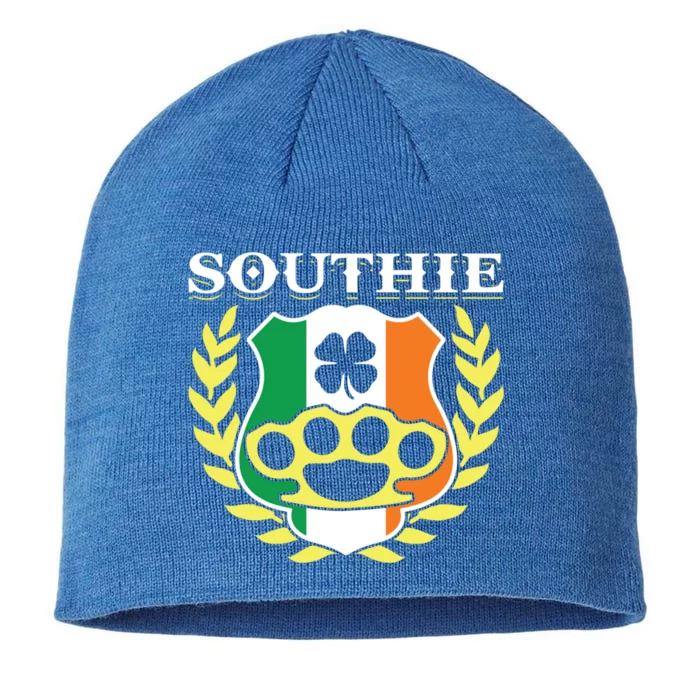 Southie Brass Knuckle Irish Flag St Patricks Day Cool Pun Gift 8 1/2in Sustainable Knit Beanie