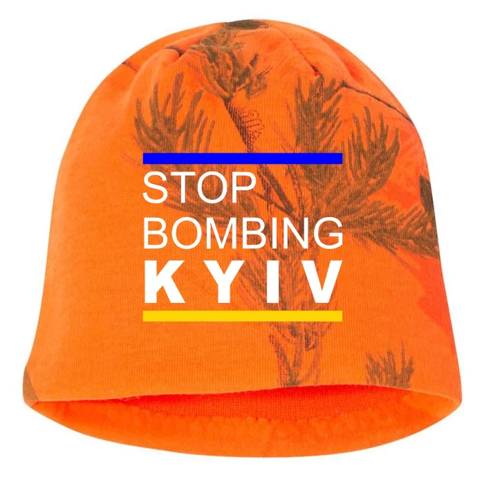 Stop Bombing Kyiv Support Ukraine Kati - Camo Knit Beanie