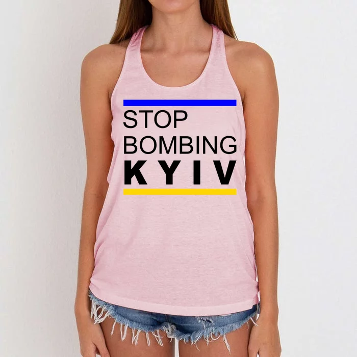 Stop Bombing Kyiv Support Ukraine Women's Knotted Racerback Tank