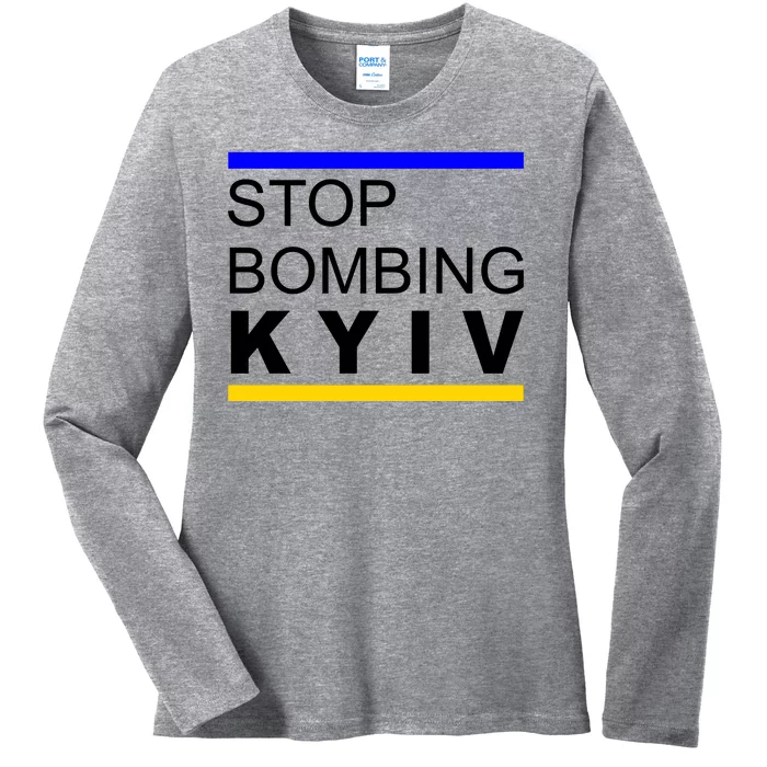 Stop Bombing Kyiv Support Ukraine Ladies Long Sleeve Shirt