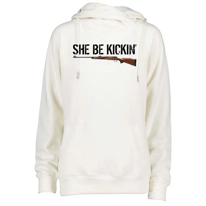 She Be Kickin Guns Saying Cool Hot Women Lady Womens Funnel Neck Pullover Hood