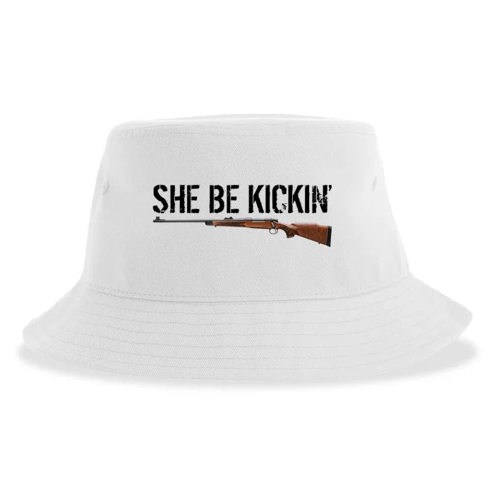 She Be Kickin Guns Saying Cool Hot Women Lady Sustainable Bucket Hat