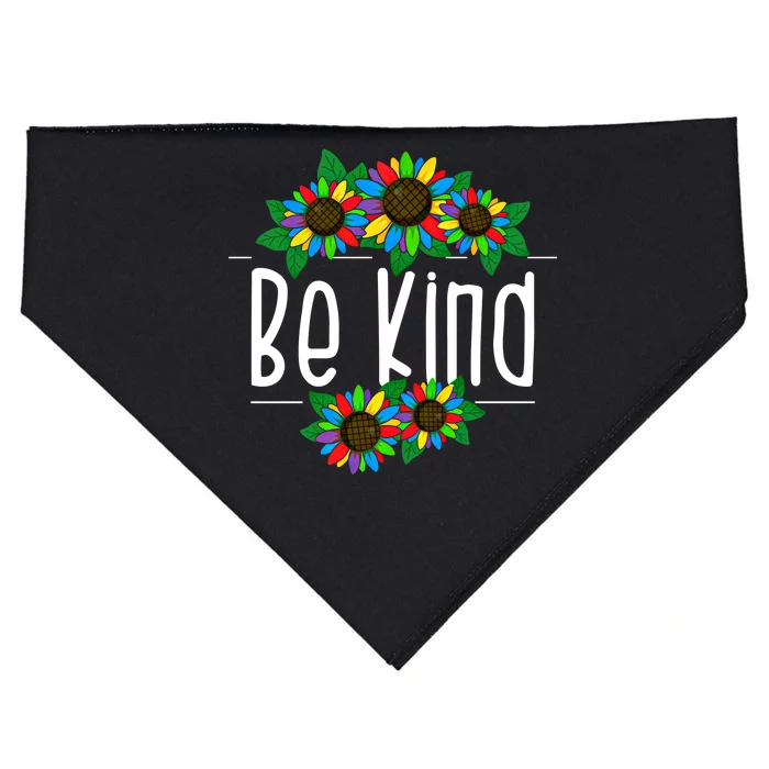 Sunflower Be Kind Autism Awareness Kindness Gift USA-Made Doggie Bandana