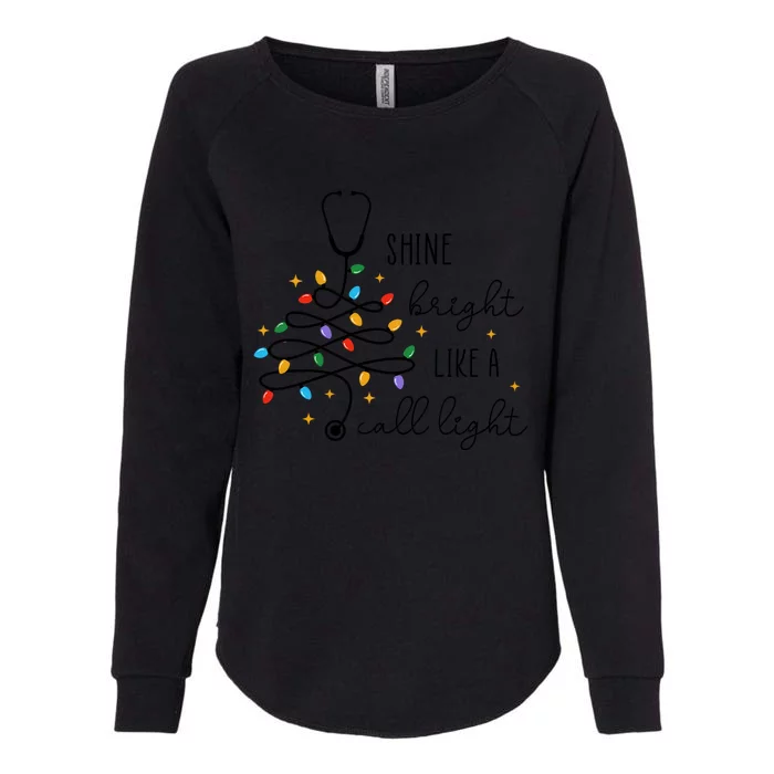 Shine Bright Like A Call Light Nurse Christmas Womens California Wash Sweatshirt