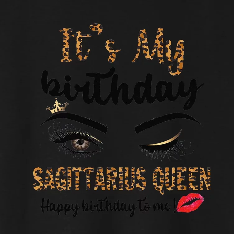 Sagittarius Bday Leopard It's My Birthday Sagittarius Queen Women's Crop Top Tee