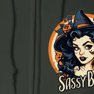 Sassy Bruja Latina Mexican Halloween Witch Full Zip Hoodie