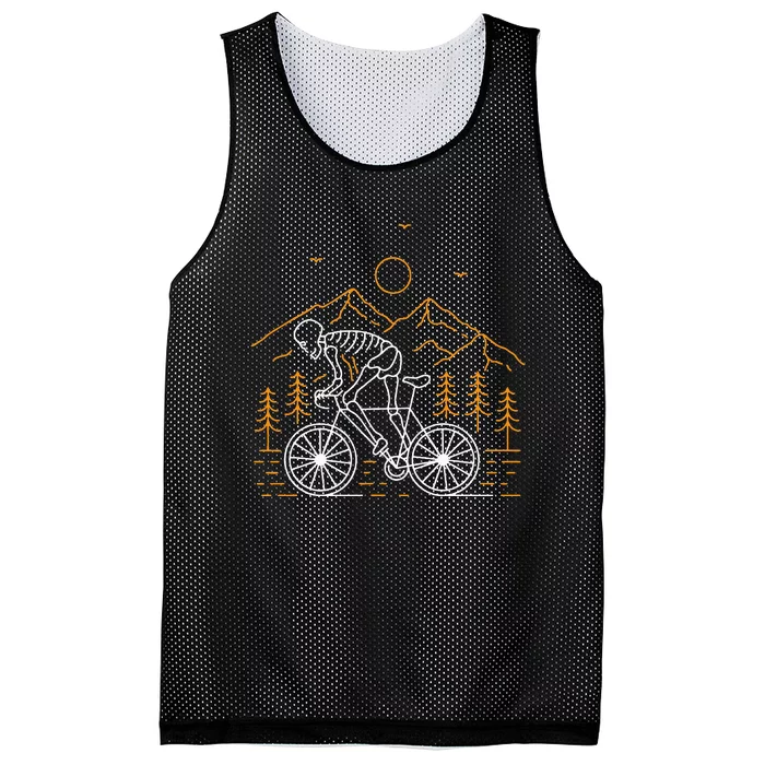 Skeleton Biking Lazy Halloween Costume Cool Line Art Bicycle Mesh Reversible Basketball Jersey Tank