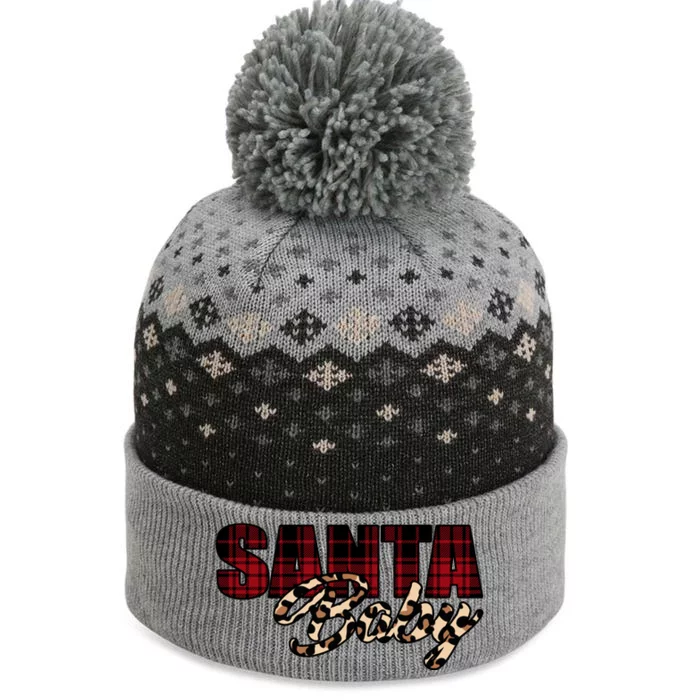 Santa Baby Leopard Christmas Pattern Logo The Baniff Cuffed Pom Beanie