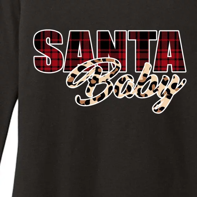 Santa Baby Leopard Christmas Pattern Logo Womens CVC Long Sleeve Shirt