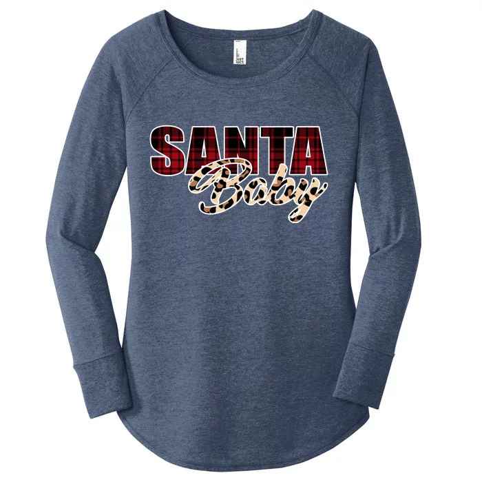 Santa Baby Leopard Christmas Pattern Logo Women's Perfect Tri Tunic Long Sleeve Shirt