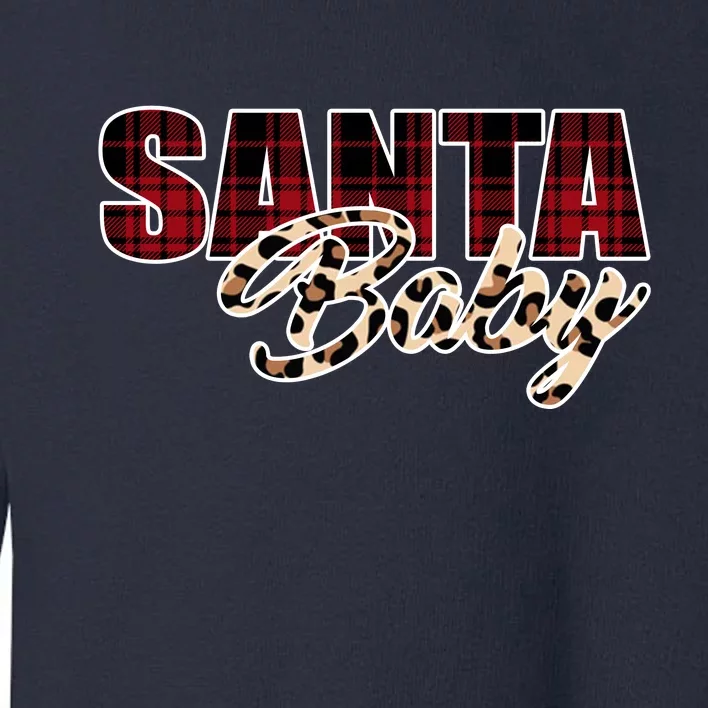 Santa Baby Leopard Christmas Pattern Logo Toddler Sweatshirt