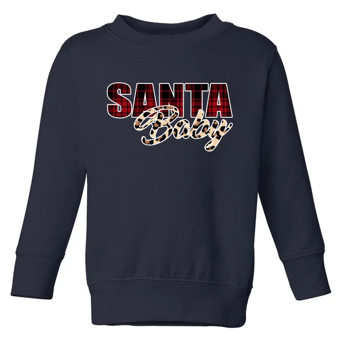 Santa Baby Leopard Christmas Pattern Logo Toddler Sweatshirt