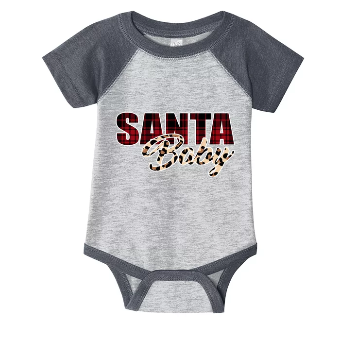 Santa Baby Leopard Christmas Pattern Logo Infant Baby Jersey Bodysuit