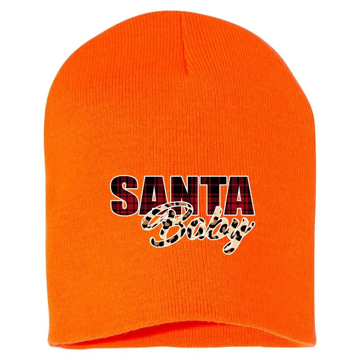 Santa Baby Leopard Christmas Pattern Logo Short Acrylic Beanie