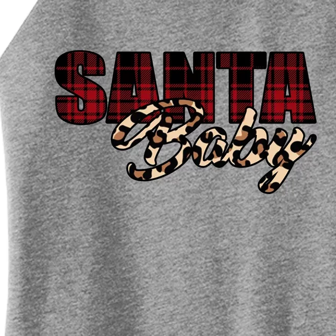 Santa Baby Leopard Christmas Pattern Logo Women’s Perfect Tri Rocker Tank