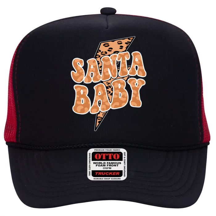 Santa Baby Lightning Cheetah Christmas High Crown Mesh Trucker Hat