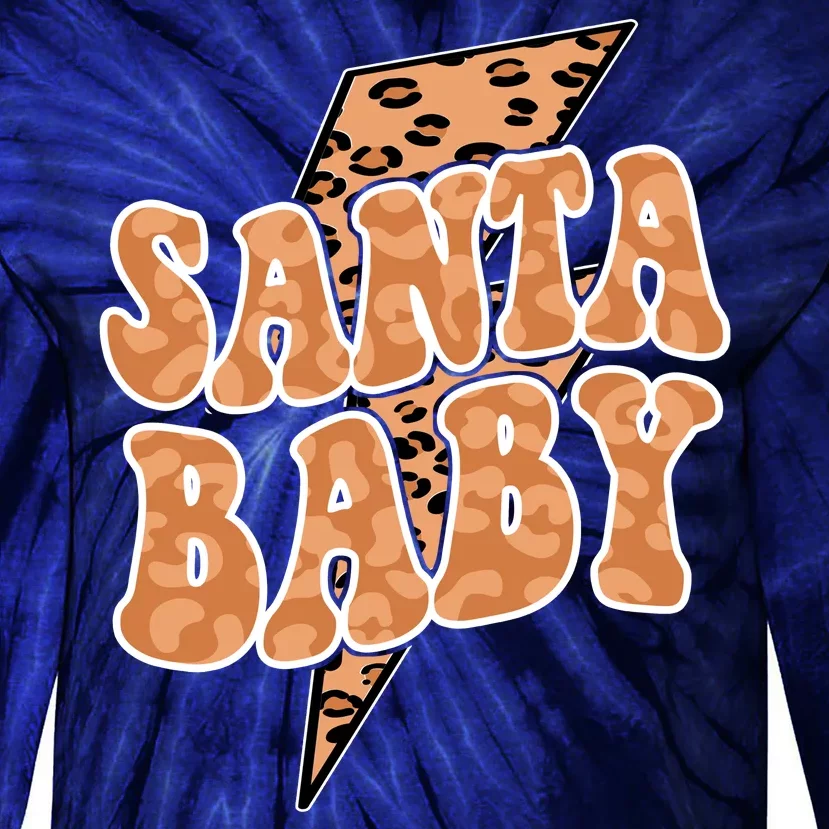 Santa Baby Lightning Cheetah Christmas Tie-Dye Long Sleeve Shirt