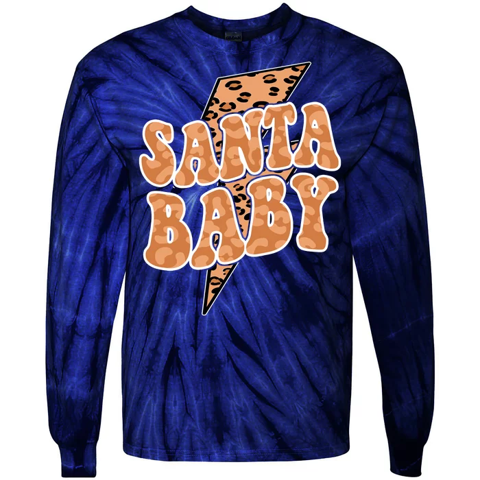 Santa Baby Lightning Cheetah Christmas Tie-Dye Long Sleeve Shirt