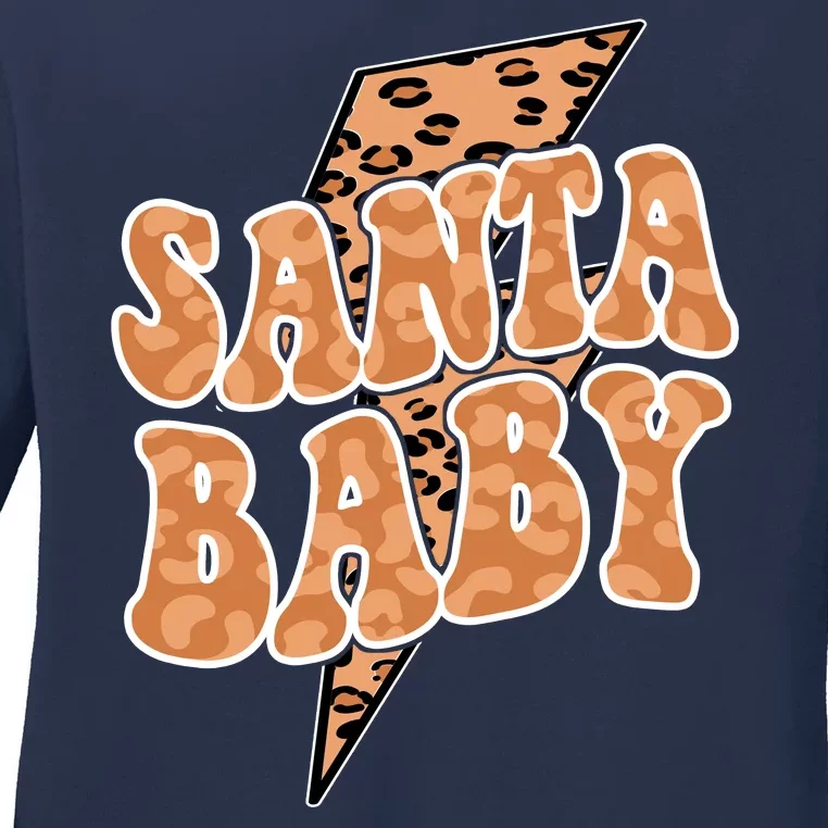 Santa Baby Lightning Cheetah Christmas Ladies Long Sleeve Shirt