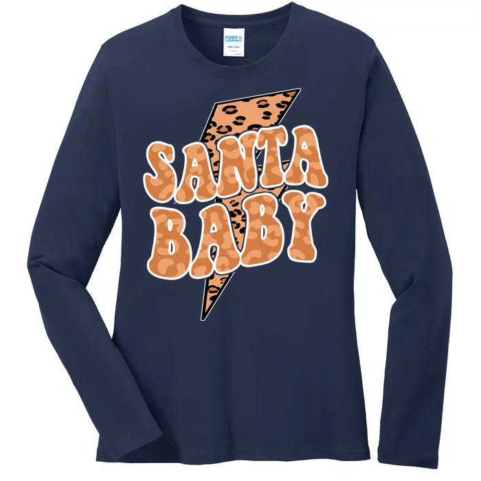 Santa Baby Lightning Cheetah Christmas Ladies Long Sleeve Shirt