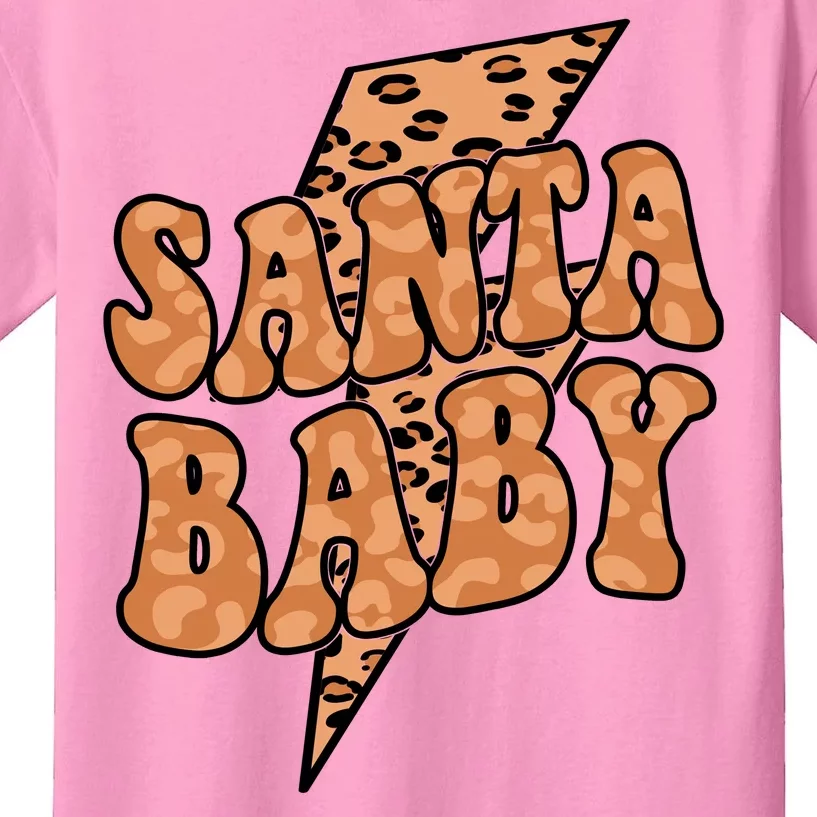 Santa Baby Lightning Cheetah Christmas Kids T-Shirt