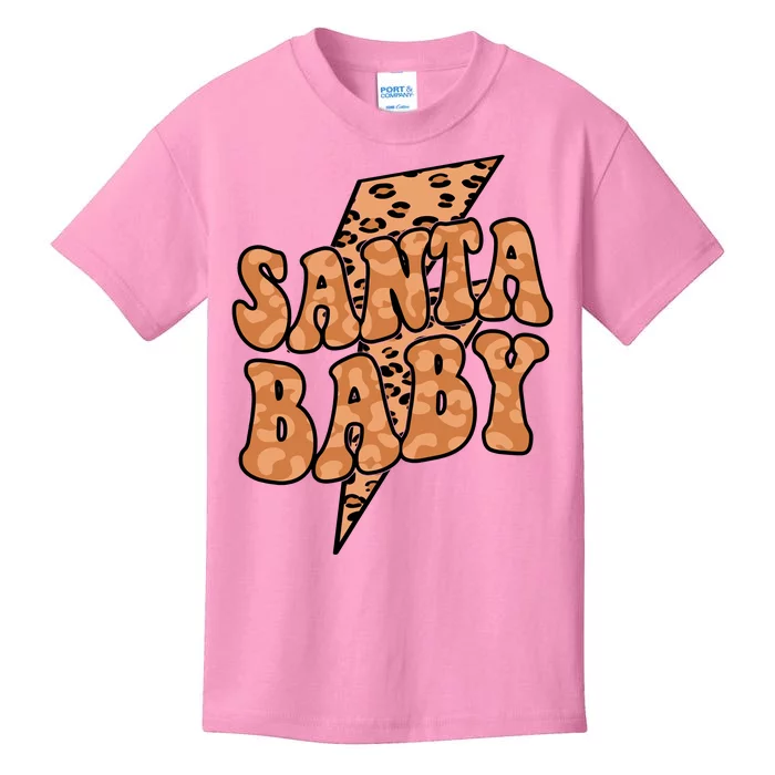 Santa Baby Lightning Cheetah Christmas Kids T-Shirt