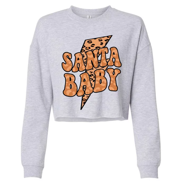 Santa Baby Lightning Cheetah Christmas Cropped Pullover Crew