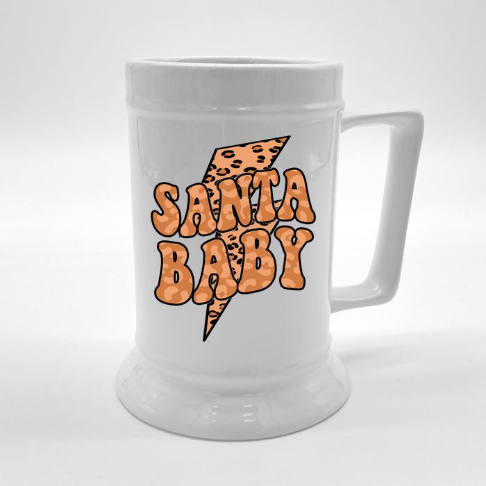 Santa Baby Lightning Cheetah Christmas Front & Back Beer Stein