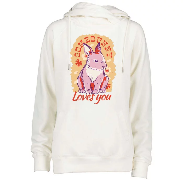 Some Bunny Loves You Cute Womens Funnel Neck Pullover Hood