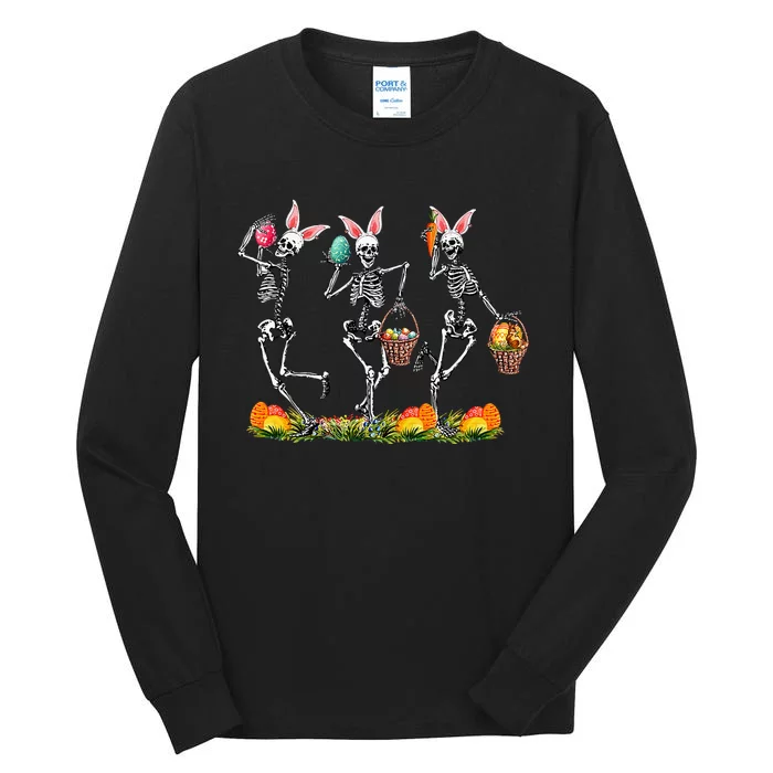 Skeletons Bunny Lover Easter Skellies Dancing Tall Long Sleeve T-Shirt