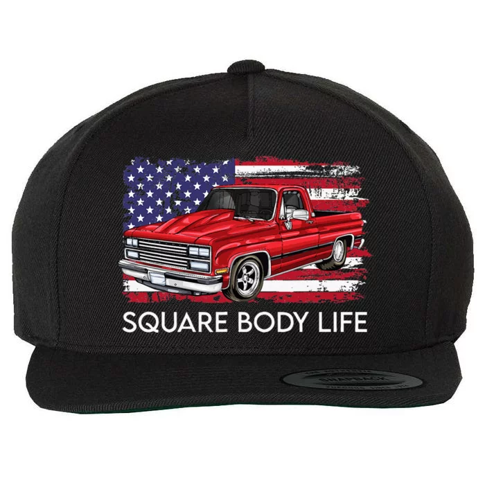 Square Body Life Truck Squarebody American Flag Wool Snapback Cap