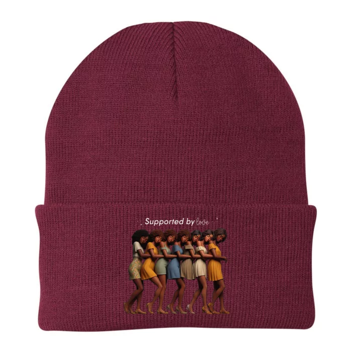 Supported By Love Funny Leaning Lean Together Knit Cap Winter Beanie