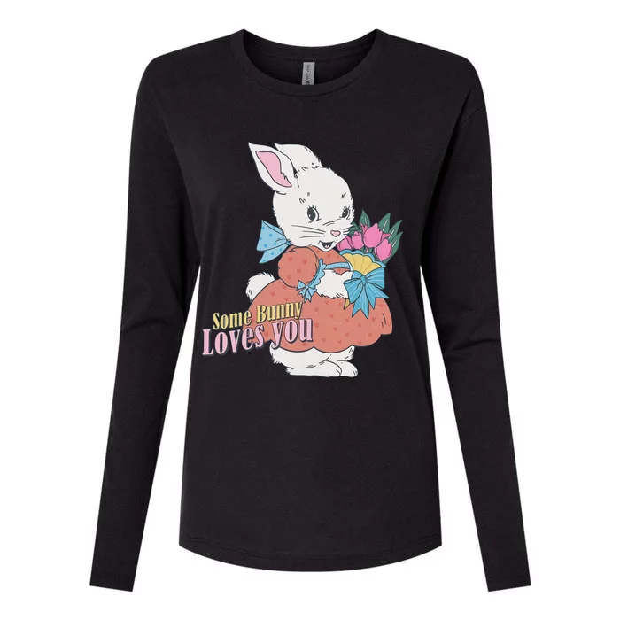 Some Bunny Loves You Rabbit Lover Floral Bunny Cute Easter Day Womens Cotton Relaxed Long Sleeve T-Shirt