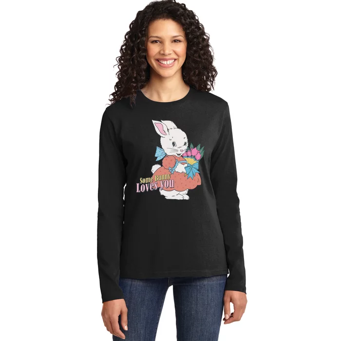 Some Bunny Loves You Rabbit Lover Floral Bunny Cute Easter Day Ladies Long Sleeve Shirt