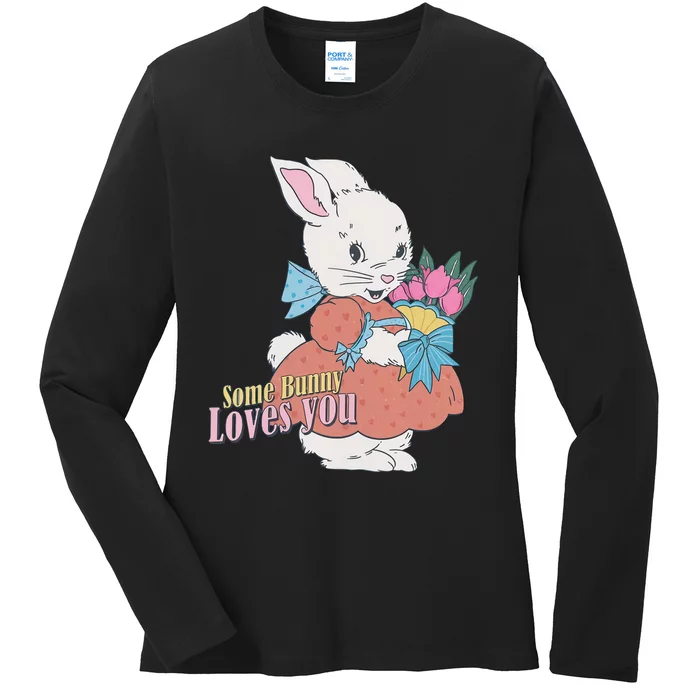 Some Bunny Loves You Rabbit Lover Floral Bunny Cute Easter Day Ladies Long Sleeve Shirt