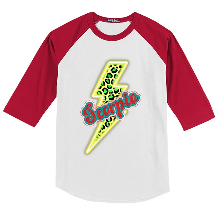 Scorpio Birthday Lightning Astrology Aesthetic Zodiac Funny Gift Kids Colorblock Raglan Jersey