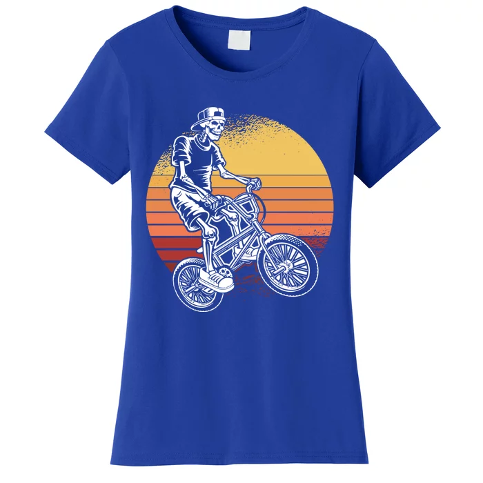 Skeleton Biking Lazy Halloween Costume Retro Bicycle Cute Gift Women's T-Shirt