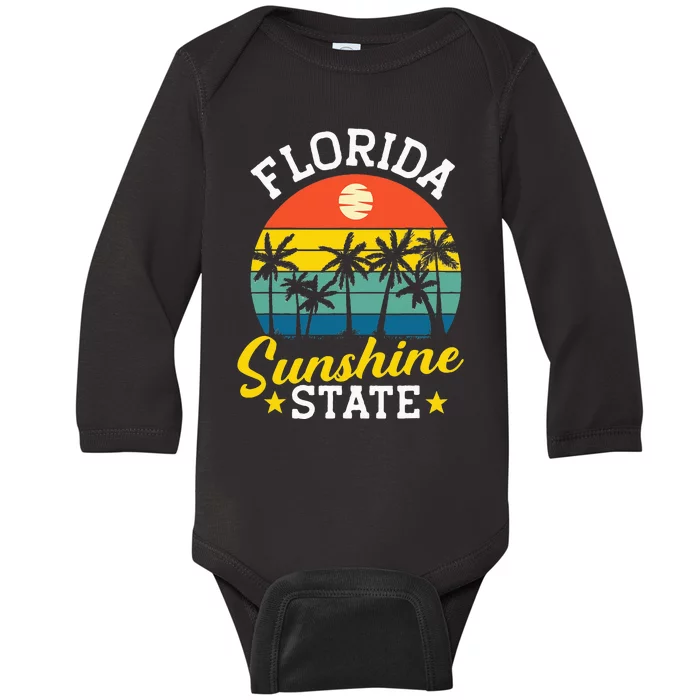 Summer Beach Lover Florida Sunshine State Baby Long Sleeve Bodysuit