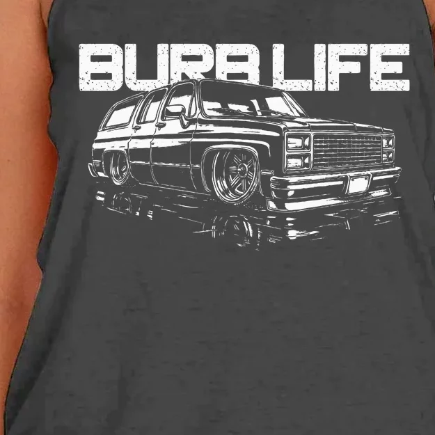 Squarebody Burb Life Truck Squarebody Suburban Women's Knotted Racerback Tank