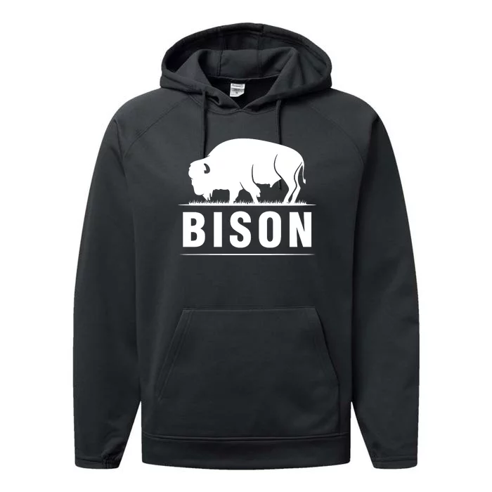 Simple Bison Logo Performance Fleece Hoodie