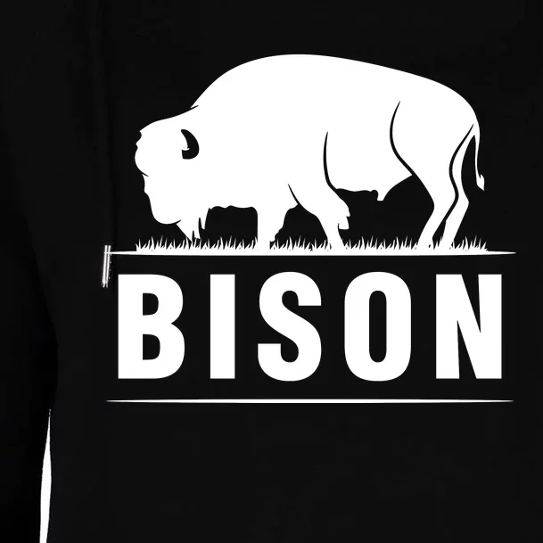 Simple Bison Logo Womens Funnel Neck Pullover Hood