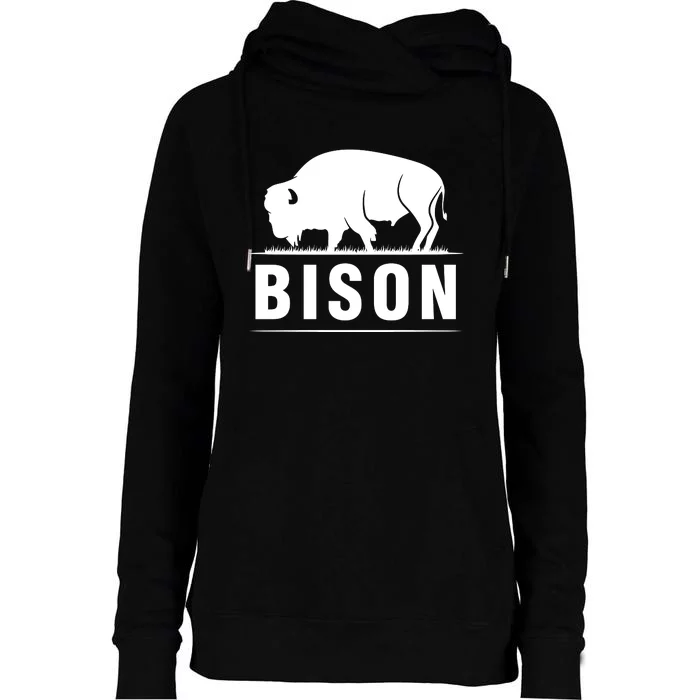 Simple Bison Logo Womens Funnel Neck Pullover Hood