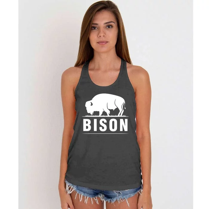 Simple Bison Logo Women's Knotted Racerback Tank