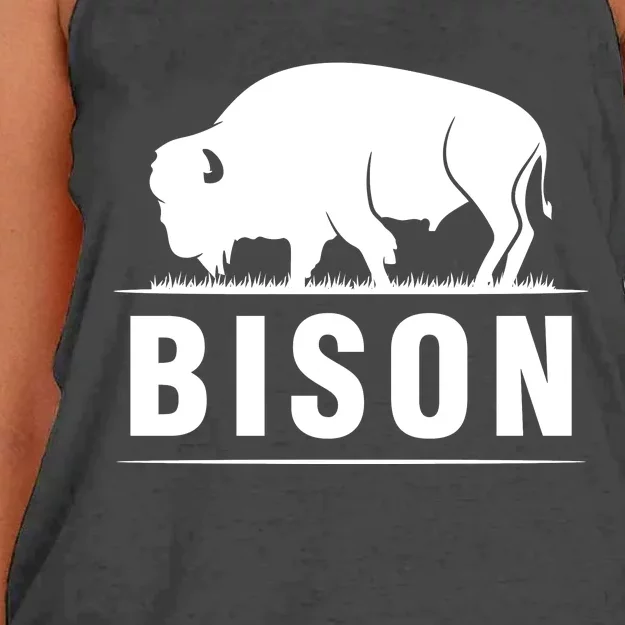 Simple Bison Logo Women's Knotted Racerback Tank